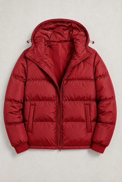 Chaqueta Acolchada con Capucha para Hombre, Cierre de Cremallera