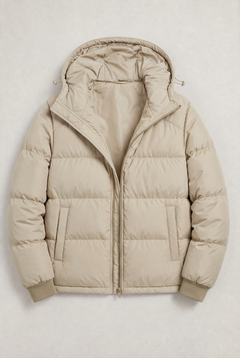 Chaqueta Acolchada con Capucha para Hombre, Cierre de Cremallera