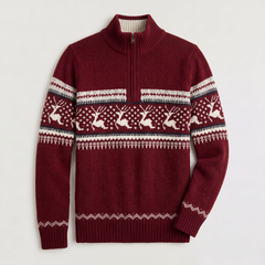 Jersey Navideño Hombre Fair Isle Media Cremallera