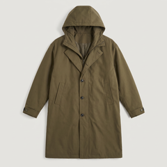 Men's Long Waterproof Hooded Parka - Full-Length Rain Coat