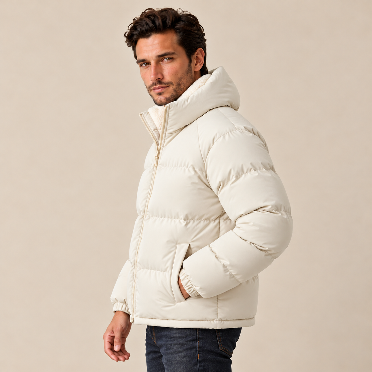 Chaqueta Acolchada Hombre con Forro Polar