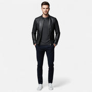 Chaqueta Biker Hombre de Cuero Sintético