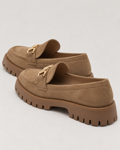 Women's Chunky Sole Loafers - Lug Sole Slip-On Shoes