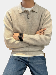 Jersey Polo Hombre Punto Canalé Manga Larga