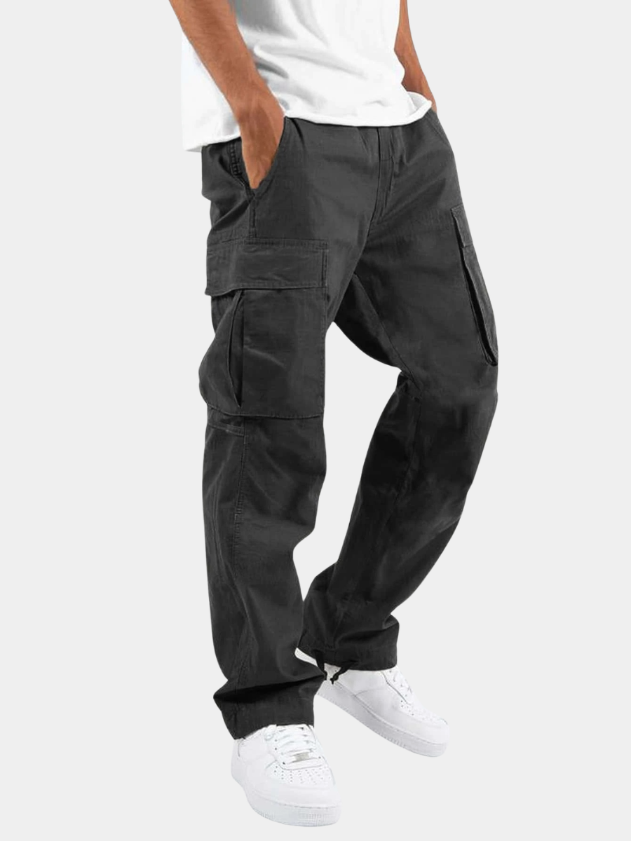 Pantalón Cargo Hombre Negro Algodón Corte Relajado