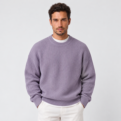 Men's Crew Neck Knit Sweater - Casual Fall Pullover