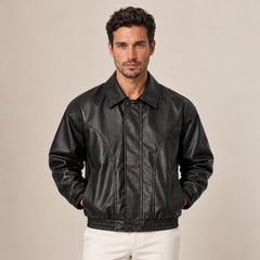 Men's Classic Faux Leather Jacket - Timeless Everyday Fit