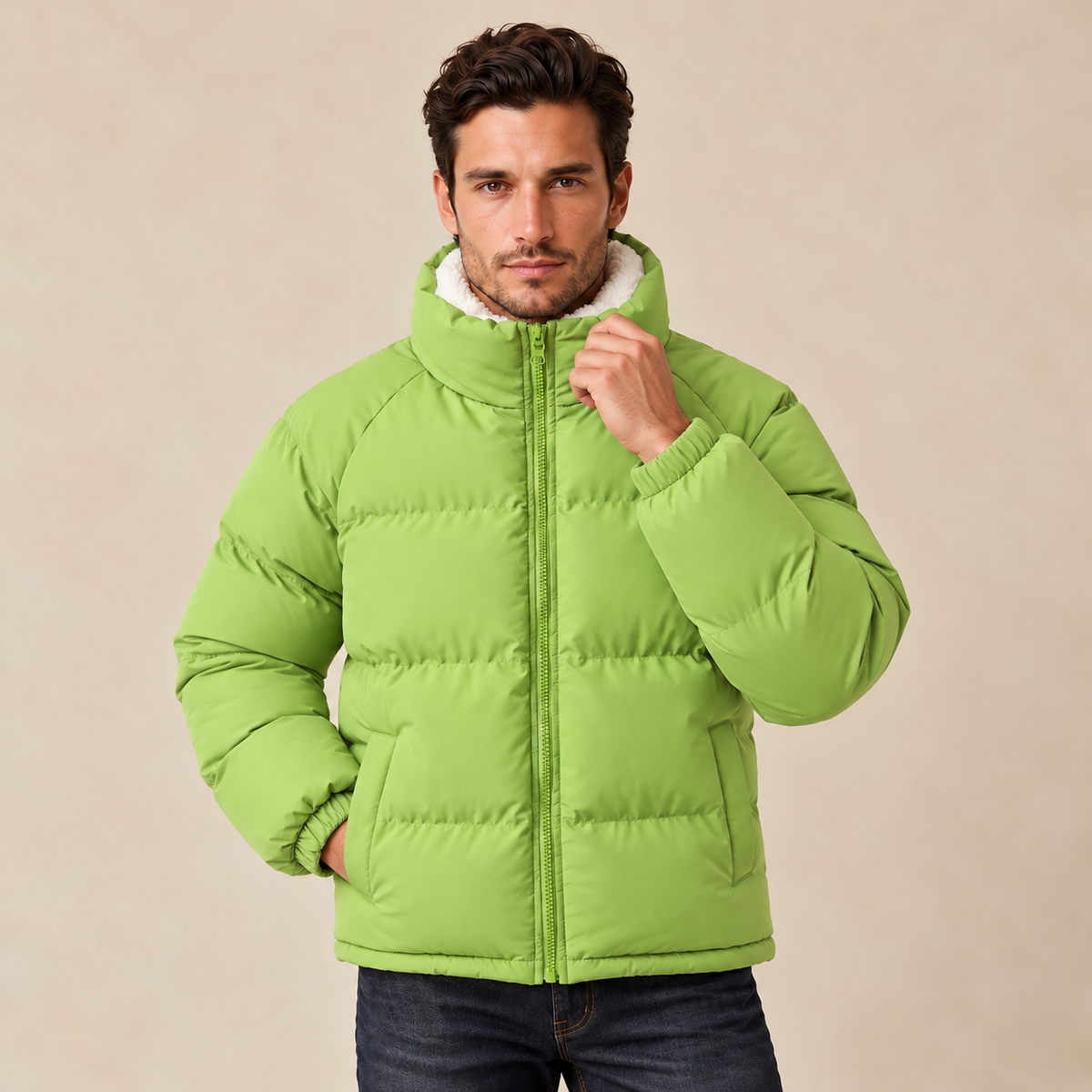 Chaqueta Acolchada Hombre con Forro Polar