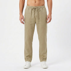 Pantalón Hombre Lino con Cintura Elástica Casual Verano