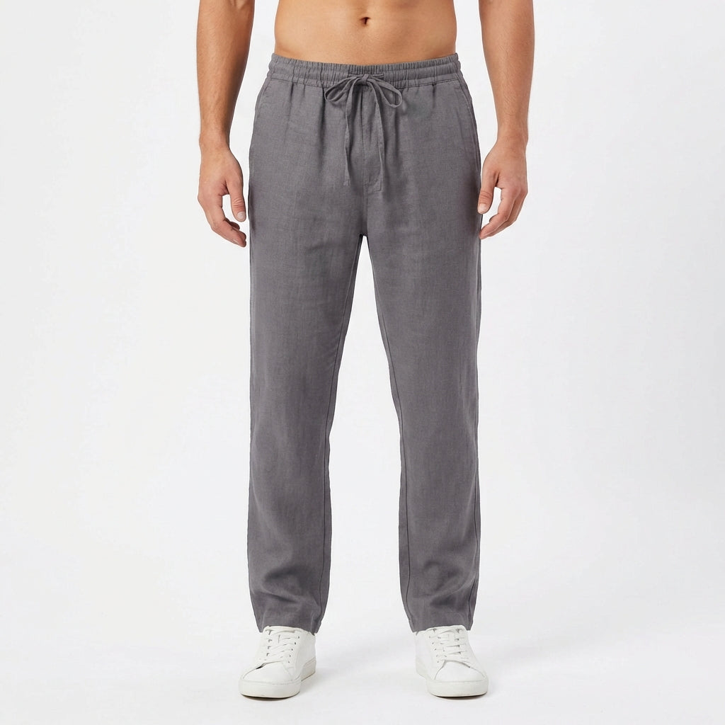 Pantalón Hombre Lino con Cintura Elástica Casual Verano