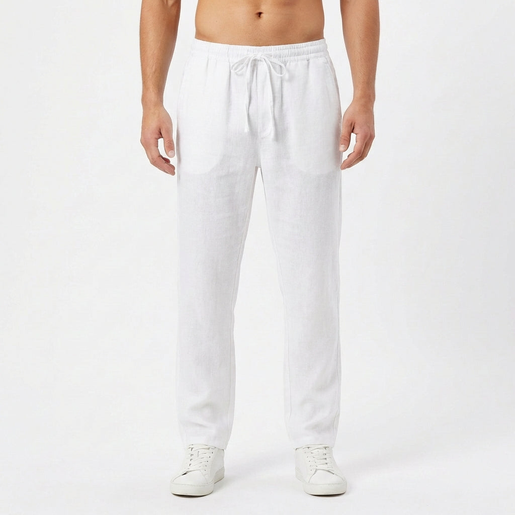 Pantalón Hombre Lino con Cintura Elástica Casual Verano