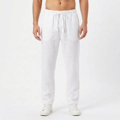 Pantalón Hombre Lino con Cintura Elástica Casual Verano