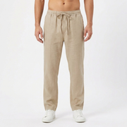 Pantalón Hombre Lino con Cintura Elástica Casual Verano