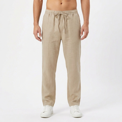 Pantalón Hombre Lino con Cintura Elástica Casual Verano