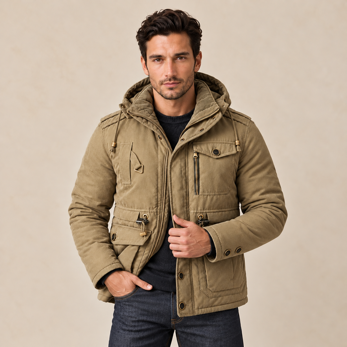 Men's Hooded Winter Utility Jacket - Warm Field Coat