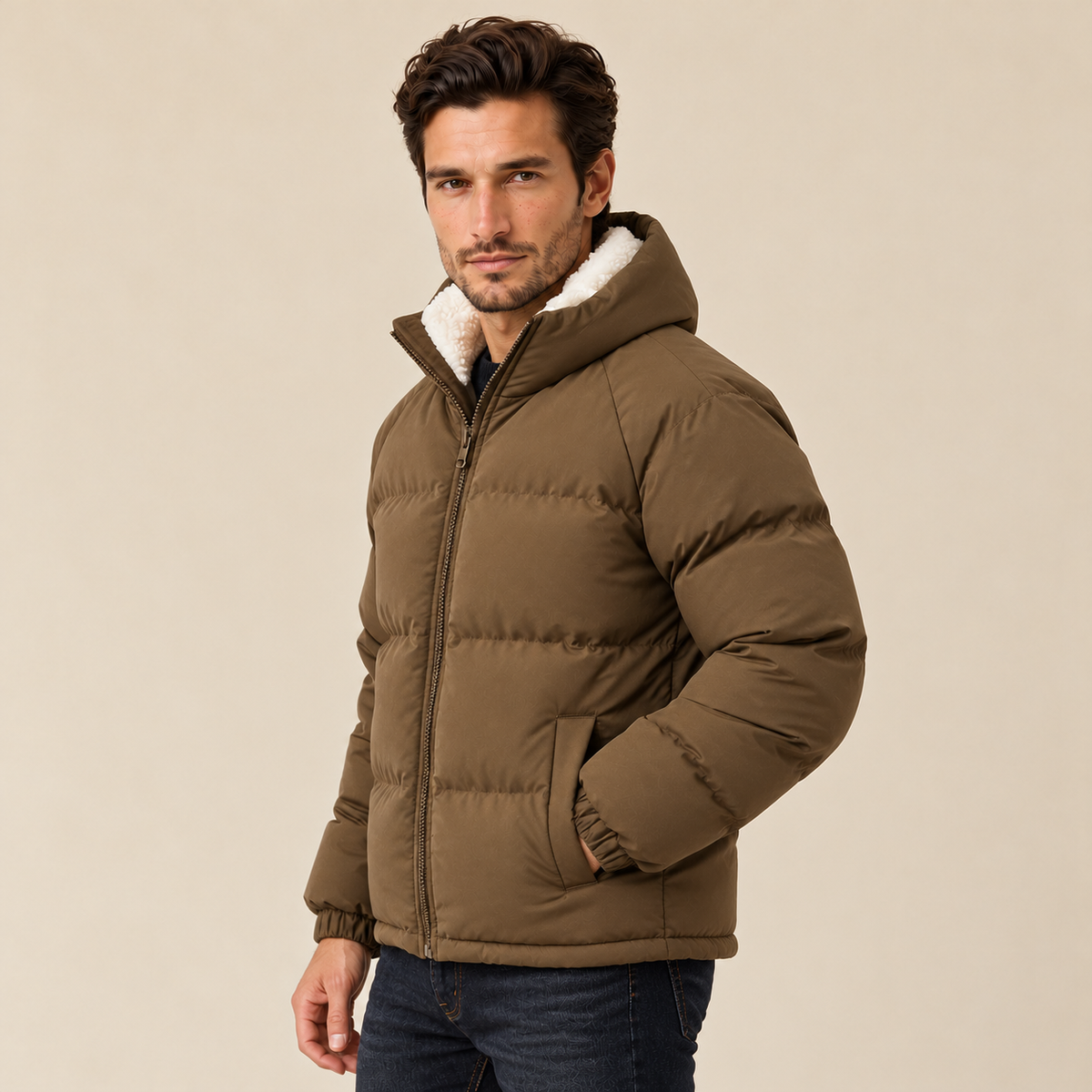 Chaqueta Acolchada Hombre con Forro Polar