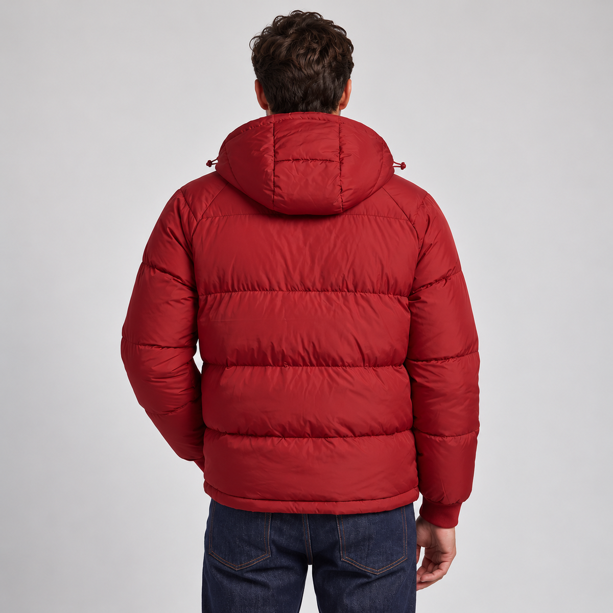 Chaqueta Acolchada con Capucha para Hombre, Cierre de Cremallera