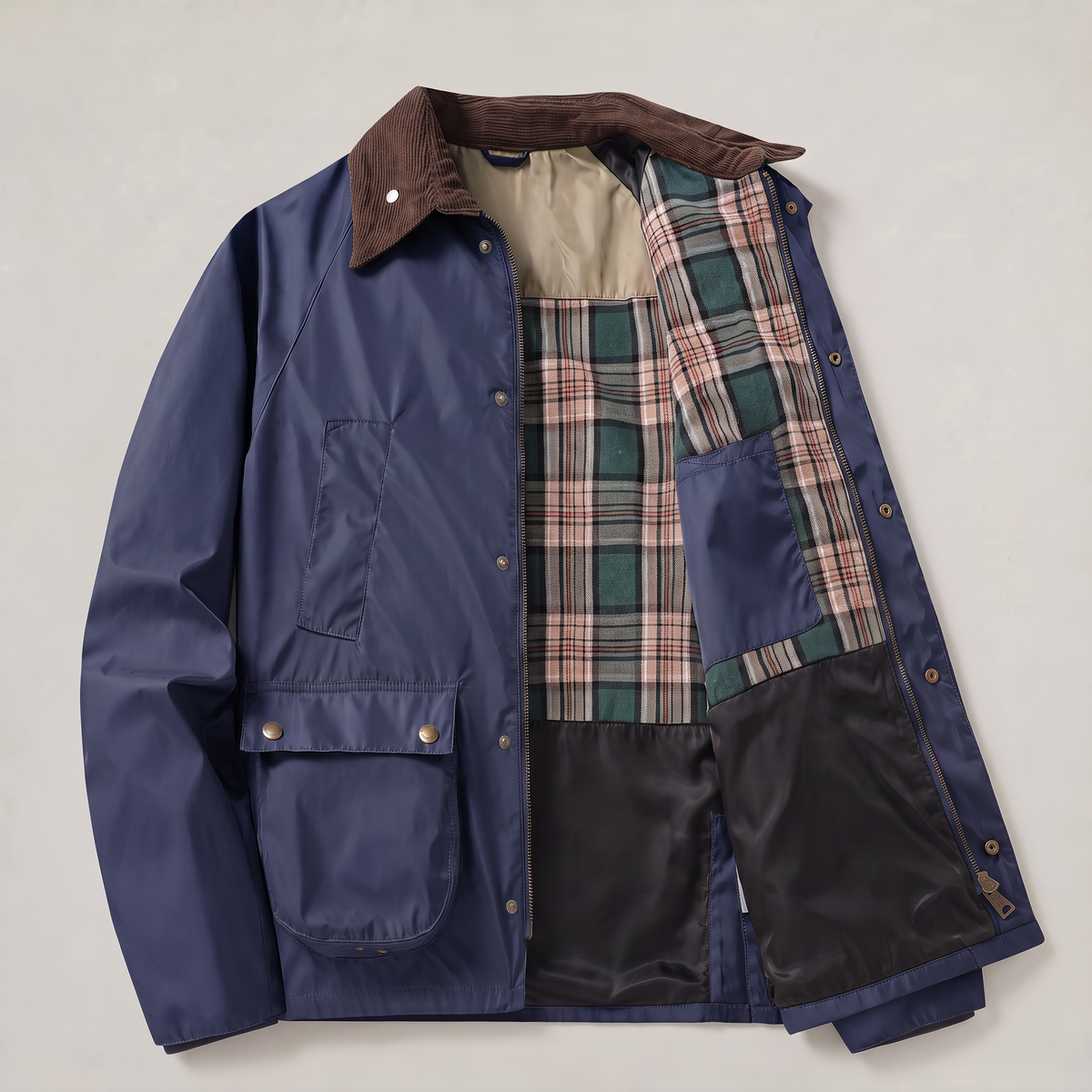 Men's Vintage Workwear Jacket with Corduroy Collar