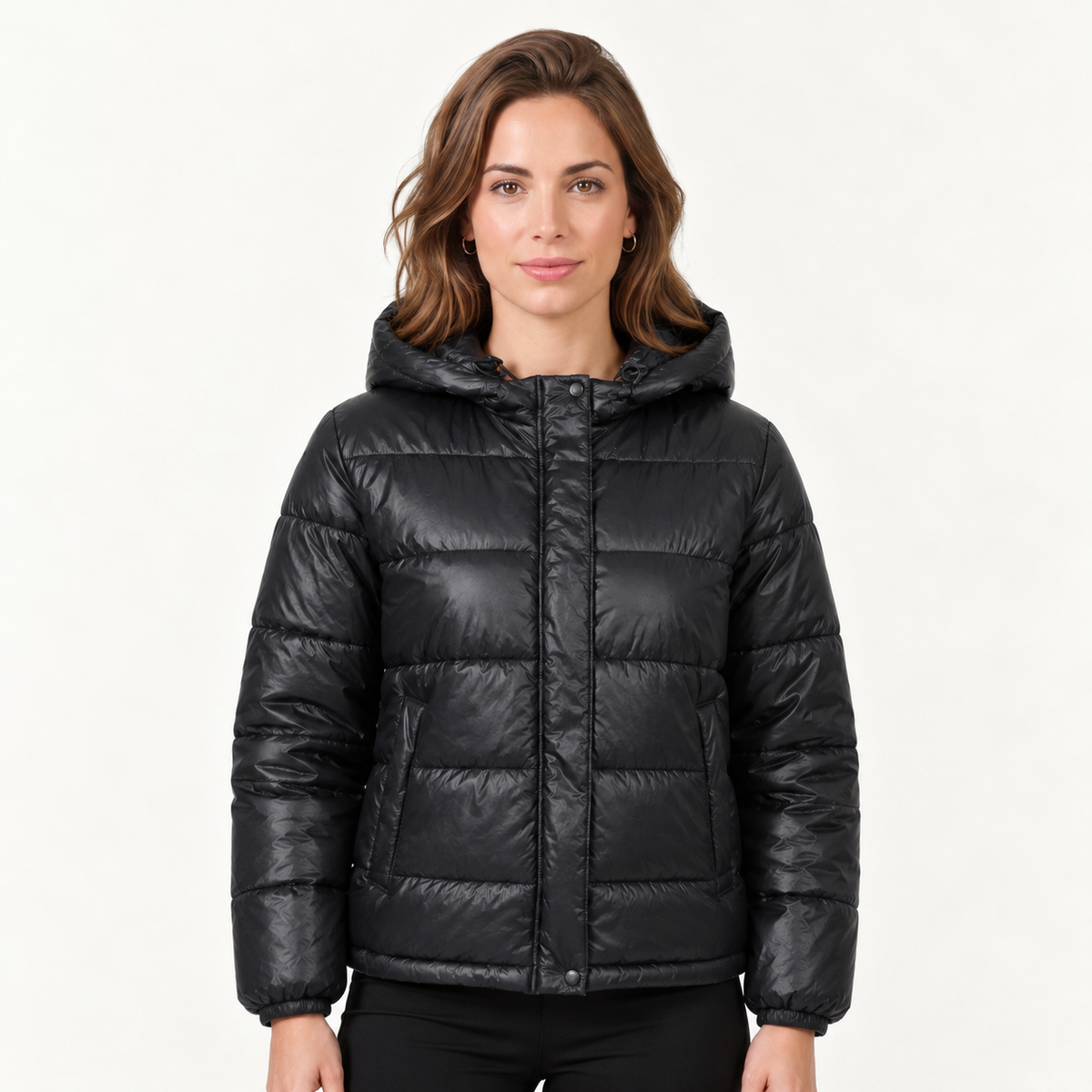 Chaqueta Acolchada Mujer con Capucha y Bolsillos