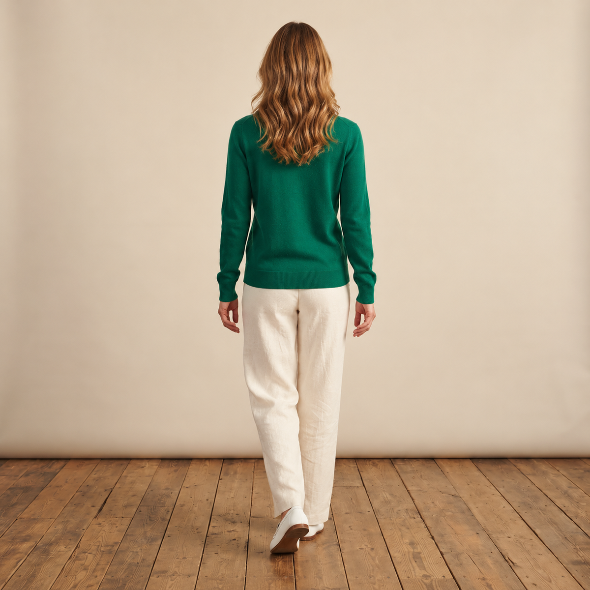 Jersey de Cuello Redondo de Cashmere Puro para Mujer
