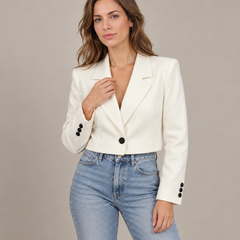 Blazer Corto Mujer de Solapa con Cierre de un Botón