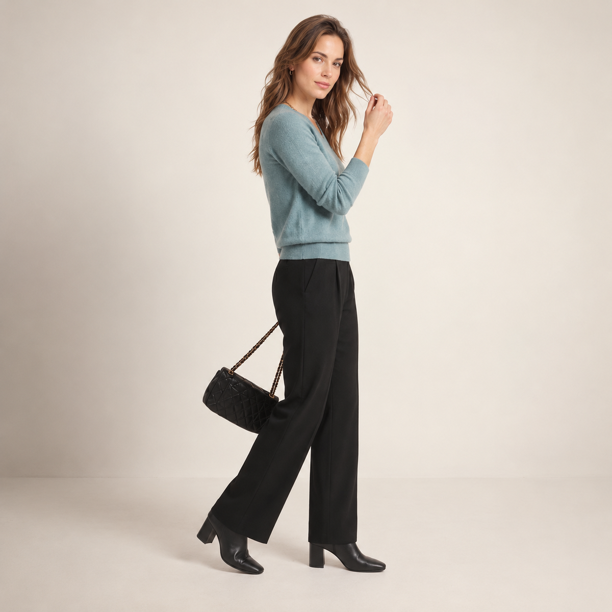 Jersey de Cashmere Mujer con Cuello Pico
