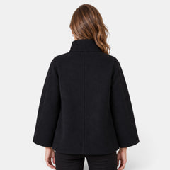 Women's Cropped High Neck Jacket - Short Fitted Jacket
