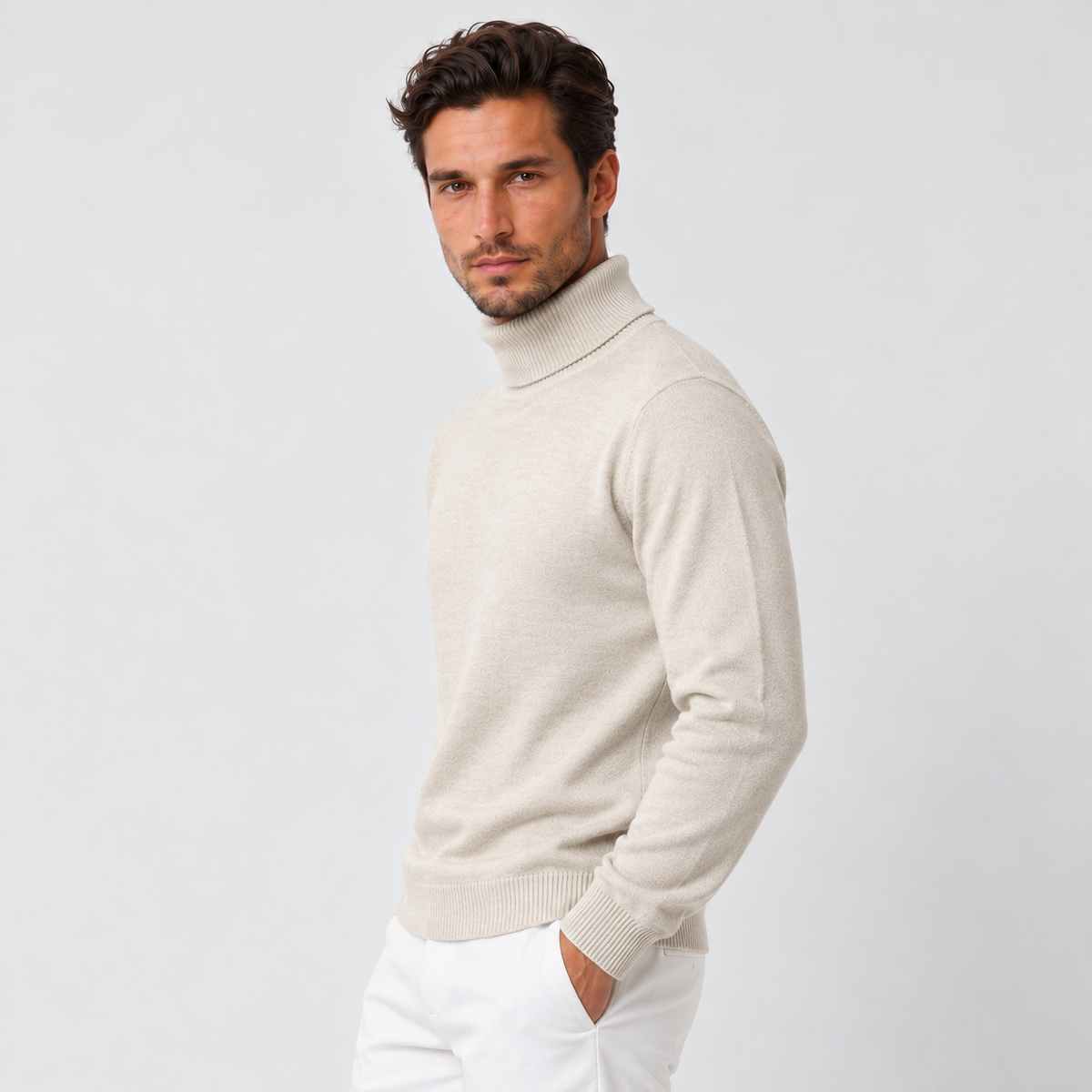 Men's Slim Fit Turtleneck Sweater - Fitted Knit Pullover