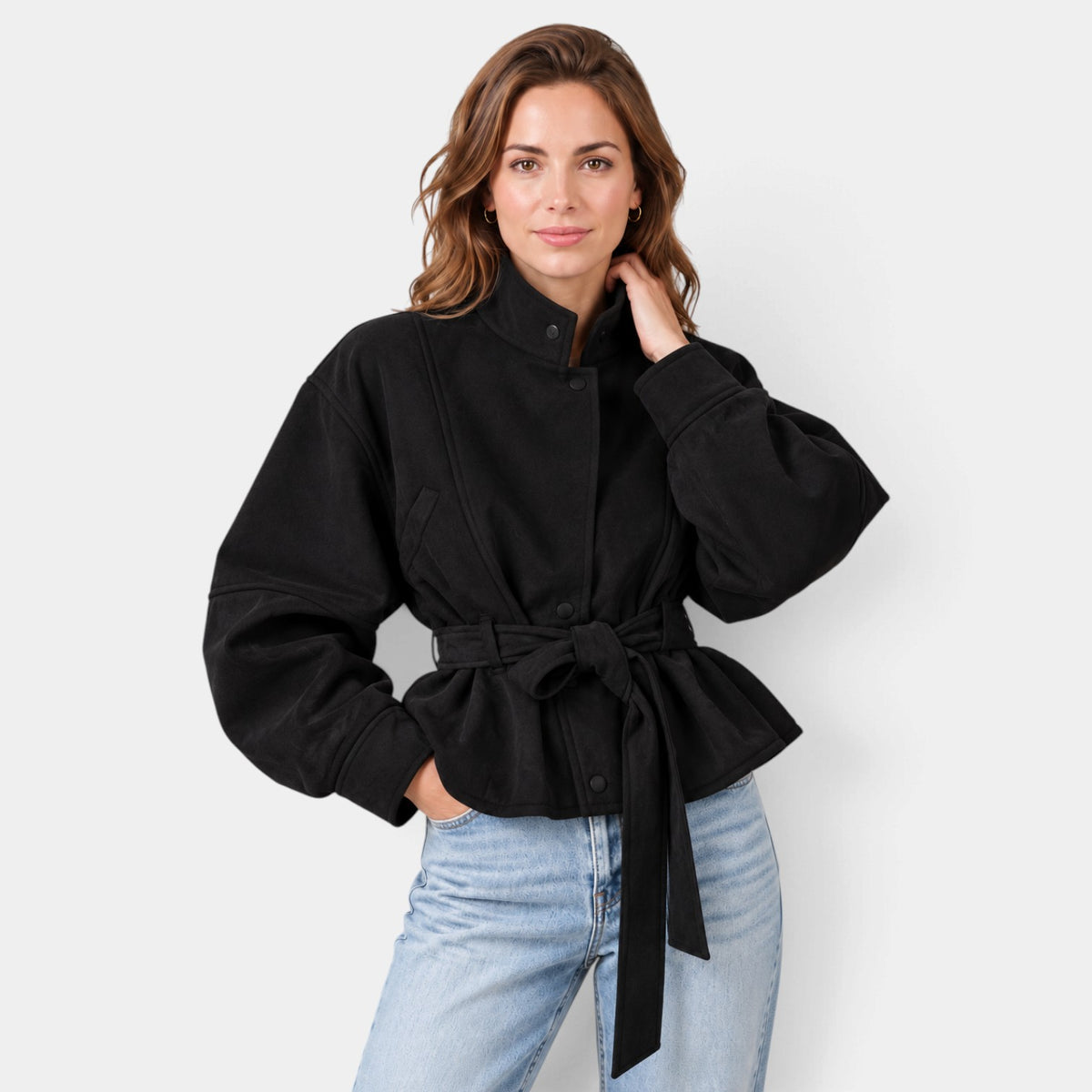 Chaqueta Bomber de Ante Oversize Mujer