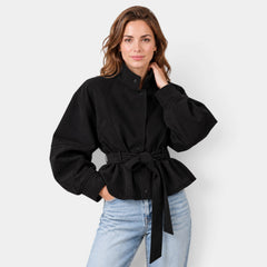 Chaqueta Bomber de Ante Oversize Mujer