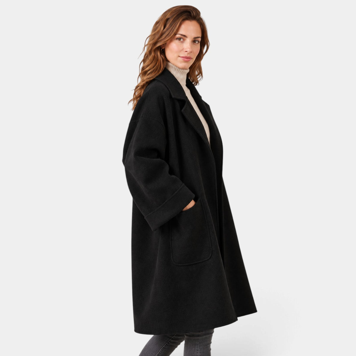 Abrigo Largo de Lana Suave para Mujer