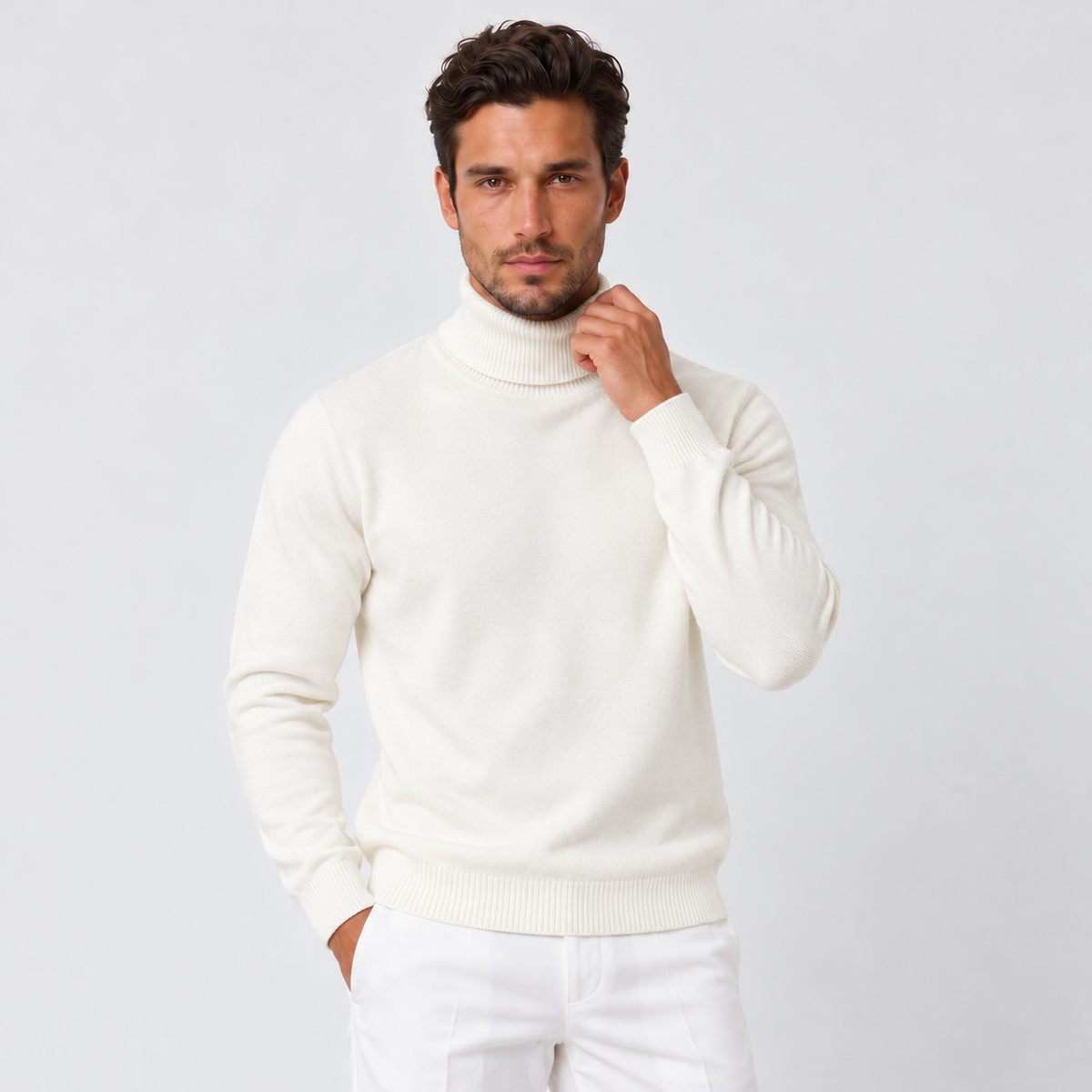 Men's Slim Fit Turtleneck Sweater - Fitted Knit Pullover