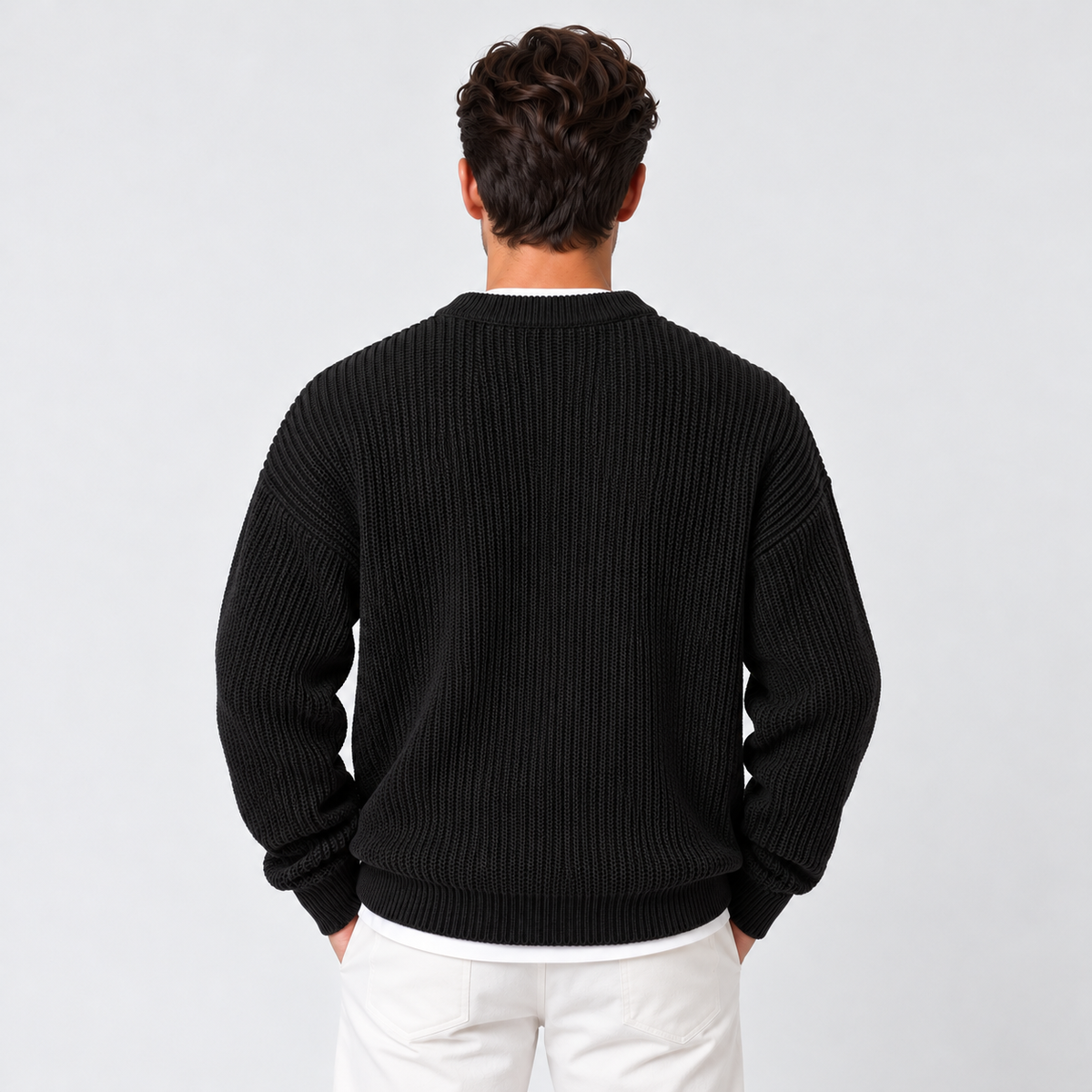 Men's Crew Neck Knit Sweater - Casual Fall Pullover