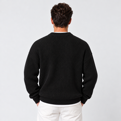 Men's Crew Neck Knit Sweater - Casual Fall Pullover
