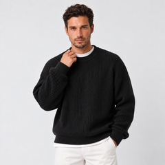 Men's Crew Neck Knit Sweater - Casual Fall Pullover
