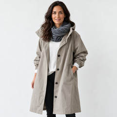 Gabardina Mujer Impermeable con Capucha Larga