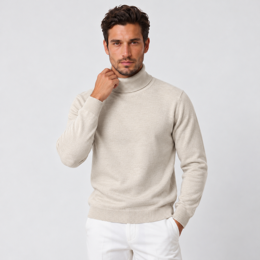 Men's Slim Fit Turtleneck Sweater - Fitted Knit Pullover