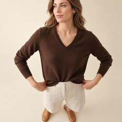 Jersey de Cashmere Mujer con Cuello Pico