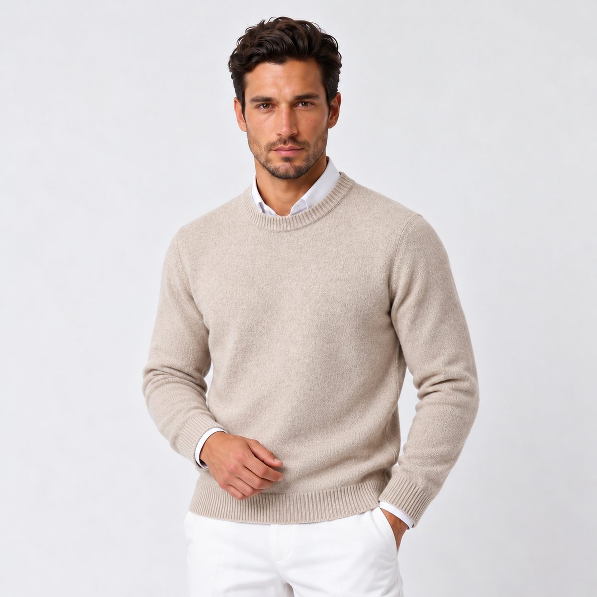 Men's Cashmere Crew Neck Sweater - Classic Pullover