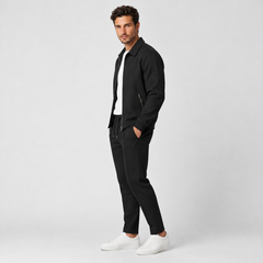 Men's Slim Fit Cotton Jacket and Pants Set - Two-Piece Casual Suit