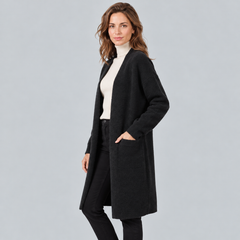 Women's Long Knit Cardigan, Open and Elegant for Fall and Winter