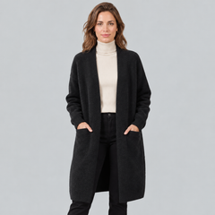 Women's Long Knit Cardigan, Open and Elegant for Fall and Winter