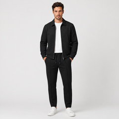 Men's Slim Fit Cotton Jacket and Pants Set - Two-Piece Casual Suit