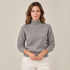Women's Cashmere Turtleneck Knit Sweater - Lightweight Pullover