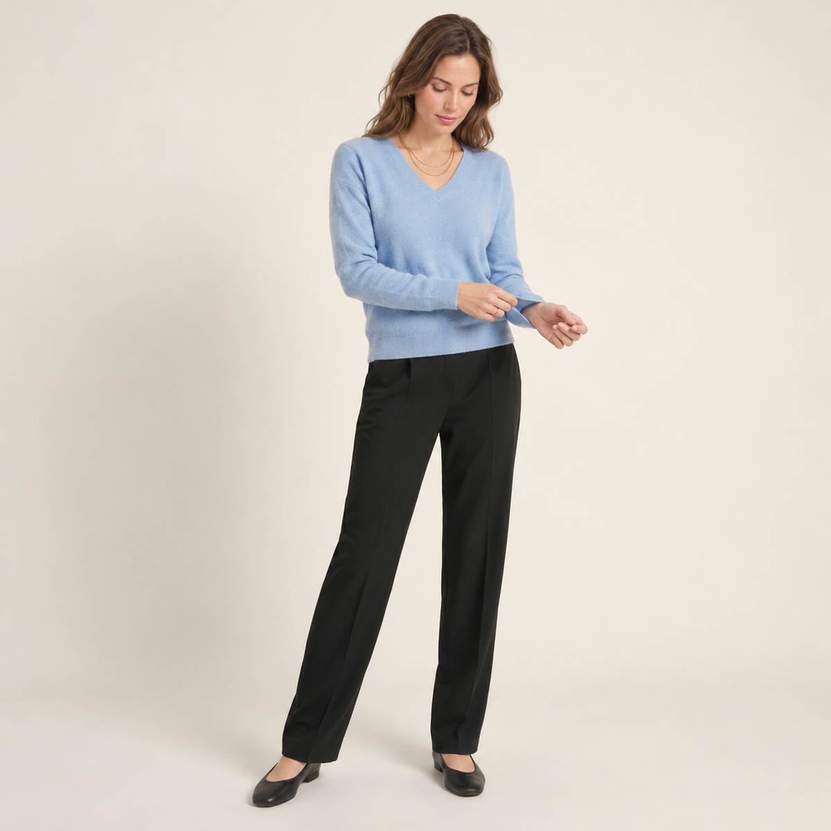 Jersey de Cashmere Mujer con Cuello Pico