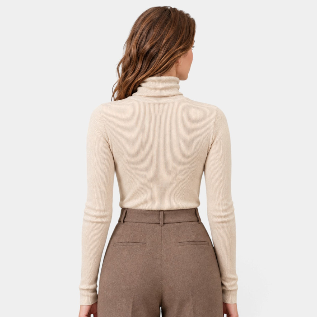 Jersey de Cachemira Mujer Cuello Alto Entallado