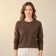 Jersey de Cuello Redondo de Cashmere Puro para Mujer