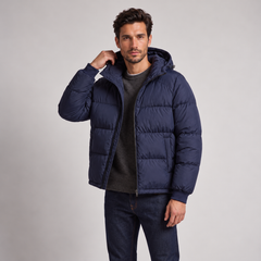 Chaqueta Acolchada con Capucha para Hombre, Cierre de Cremallera