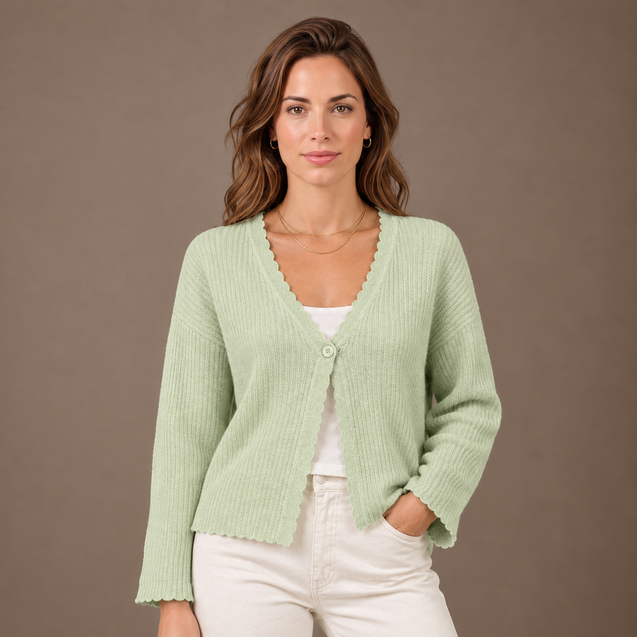Jersey de Punto Mujer con Bordes Festoneados