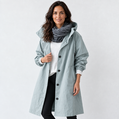 Gabardina Mujer Impermeable con Capucha Larga